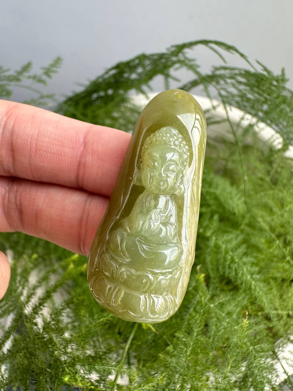 JBH227004 Have a Tea with Me | Tea Colour Burmese Jadeite in Baby Buddha Carving