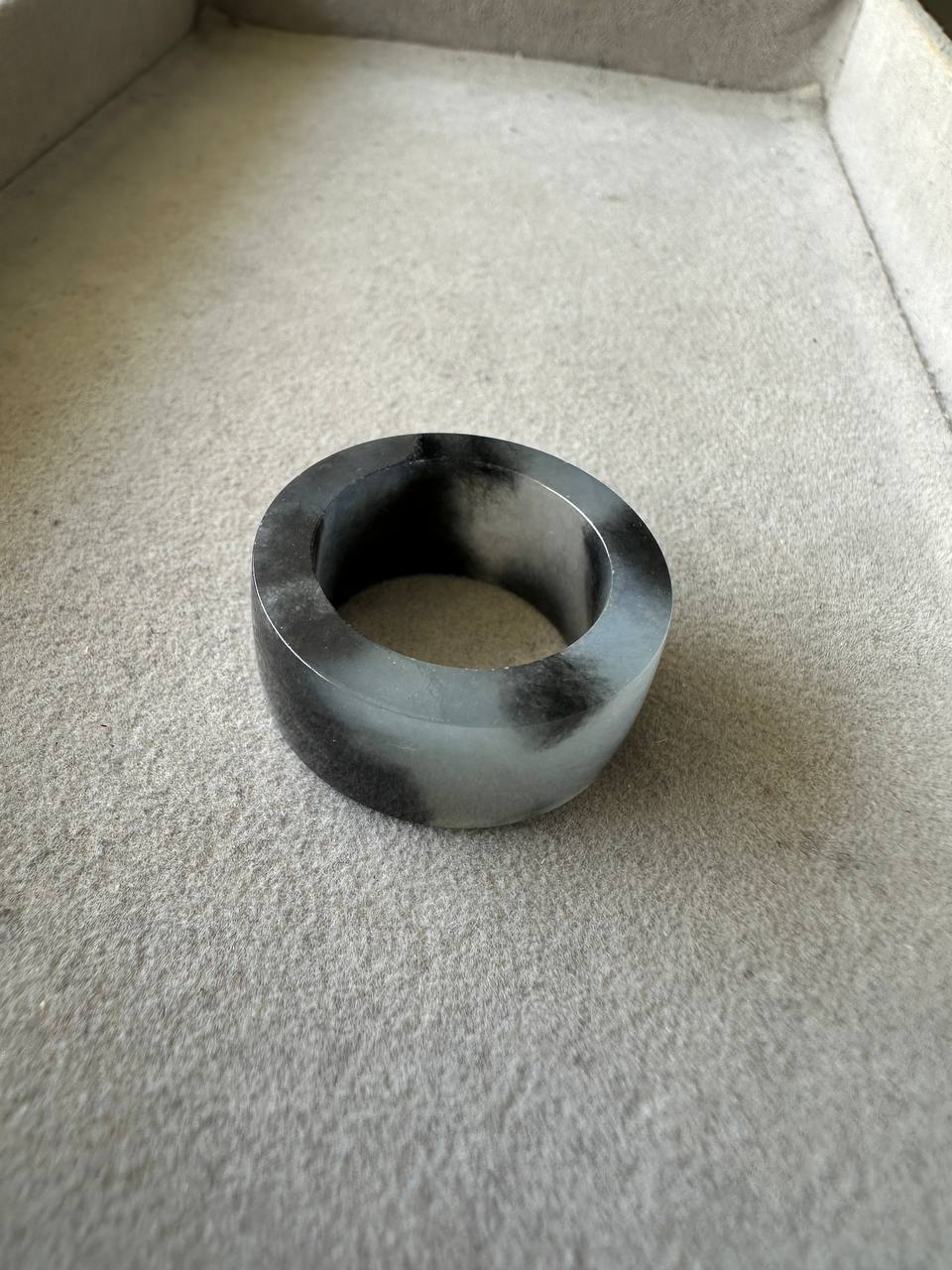 JO2504 Mò | Icy Wuji Black Jadeite Thumb Ring HK19 | US 8.5