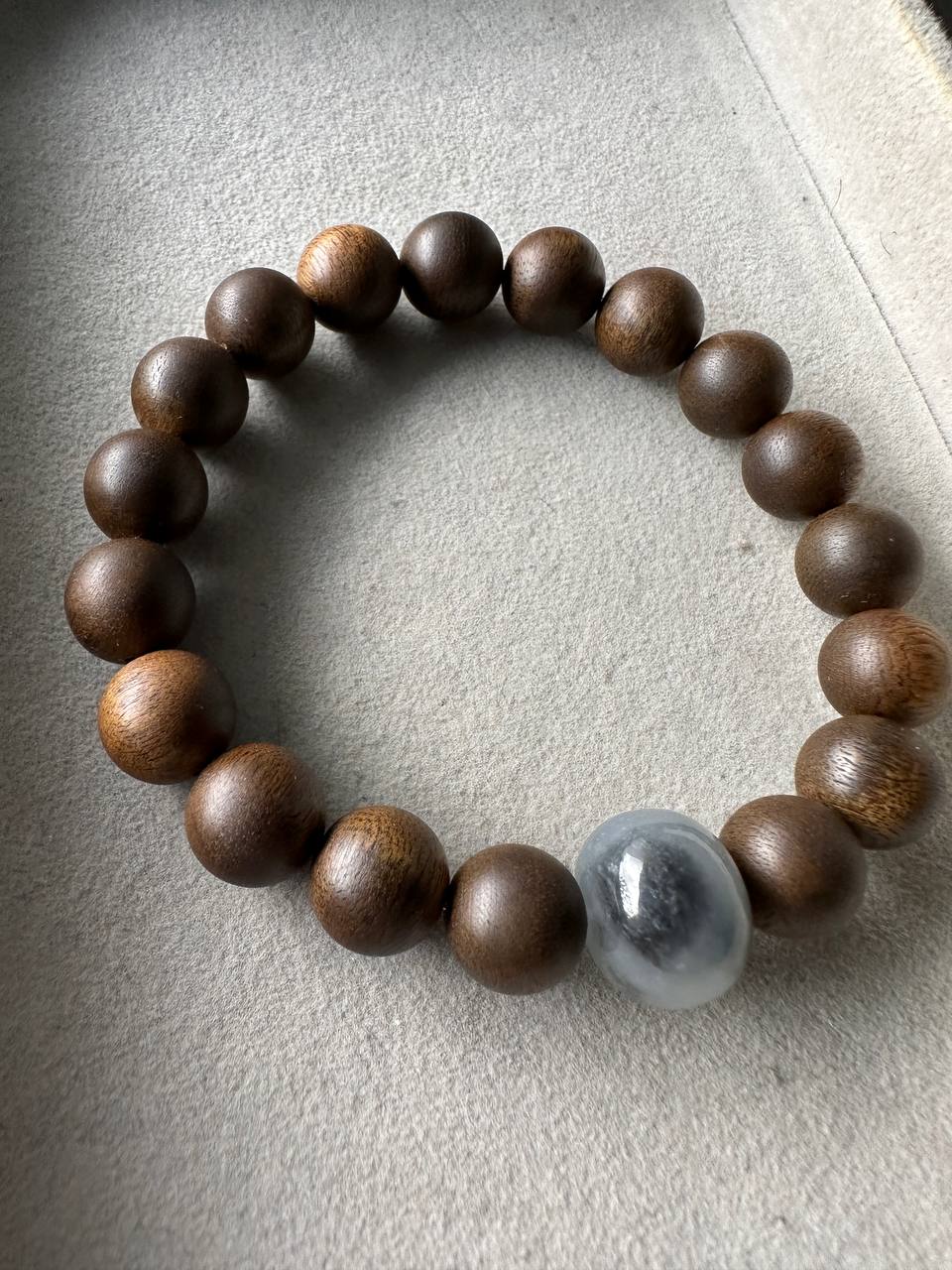 JBD2413 Enlightenment | Black Wuji Jadeite Abacus Bead in Nha Trang Agarwood Beads