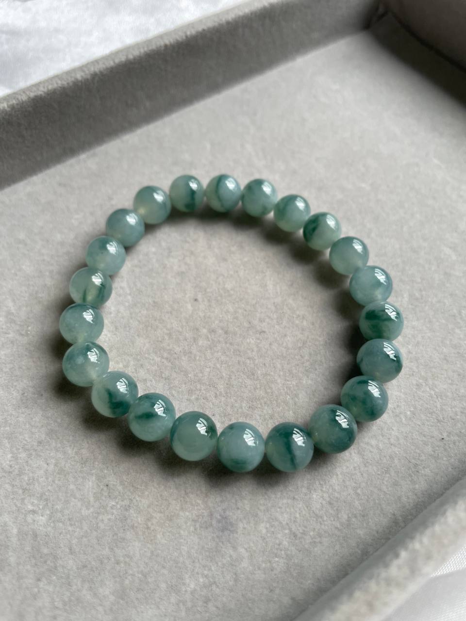 JBD227005 Dawn of the Woods Blue Jadeite Jade Beads Bracelet