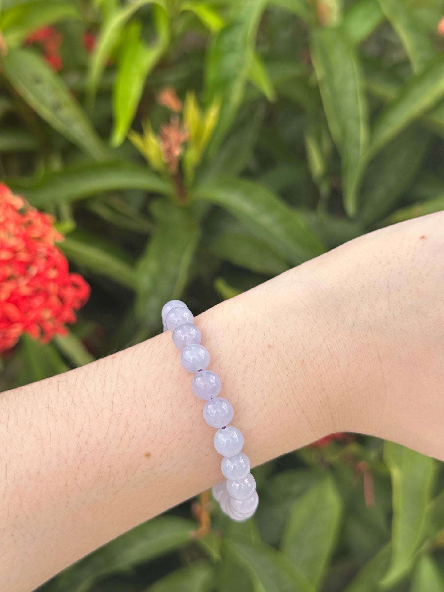 JBD2411 Princess comes in Spring | Icy Lavender Jadeite Beads Bracelet