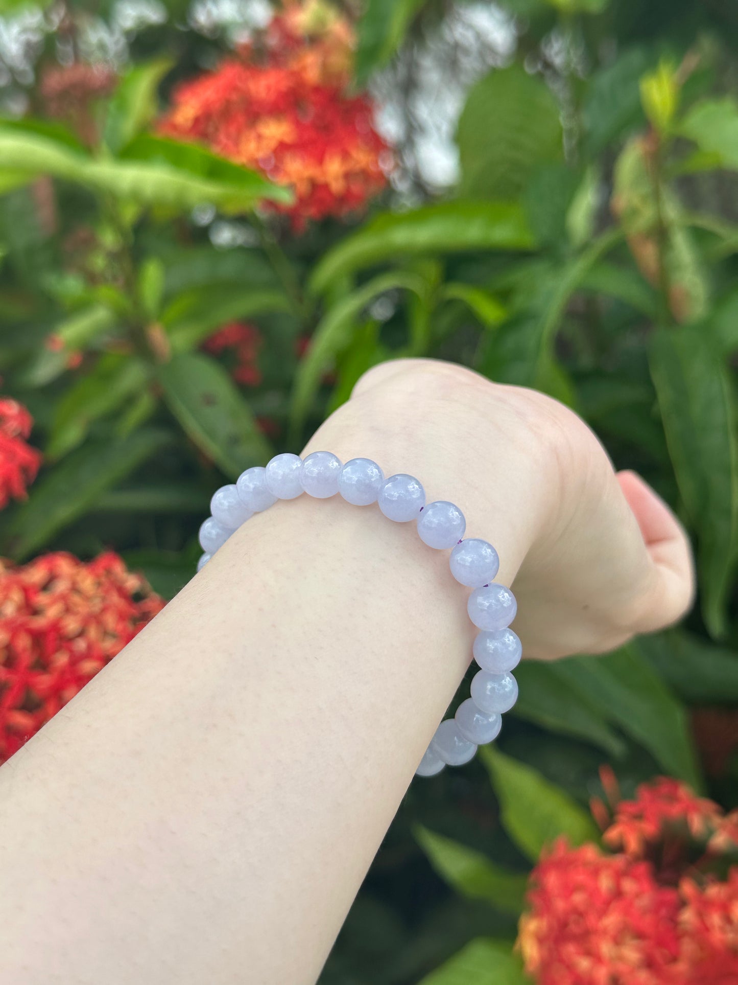 JBD2411 Princess comes in Spring | Icy Lavender Jadeite Beads Bracelet