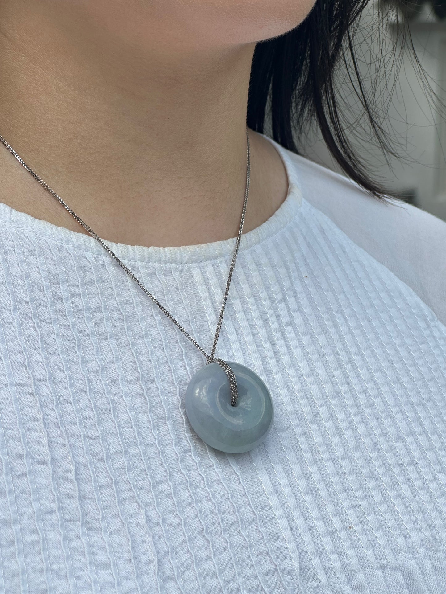 JPA224015 The Mist from Spring | Bluish Lavender and Green Jadeite Donut