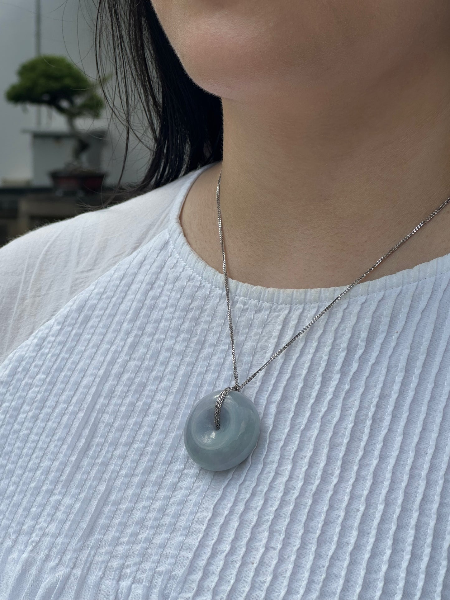 JPA224015 The Mist from Spring | Bluish Lavender and Green Jadeite Donut