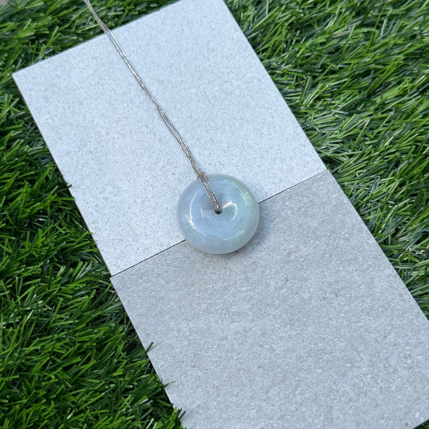 JPA224015 The Mist from Spring | Bluish Lavender and Green Jadeite Donut