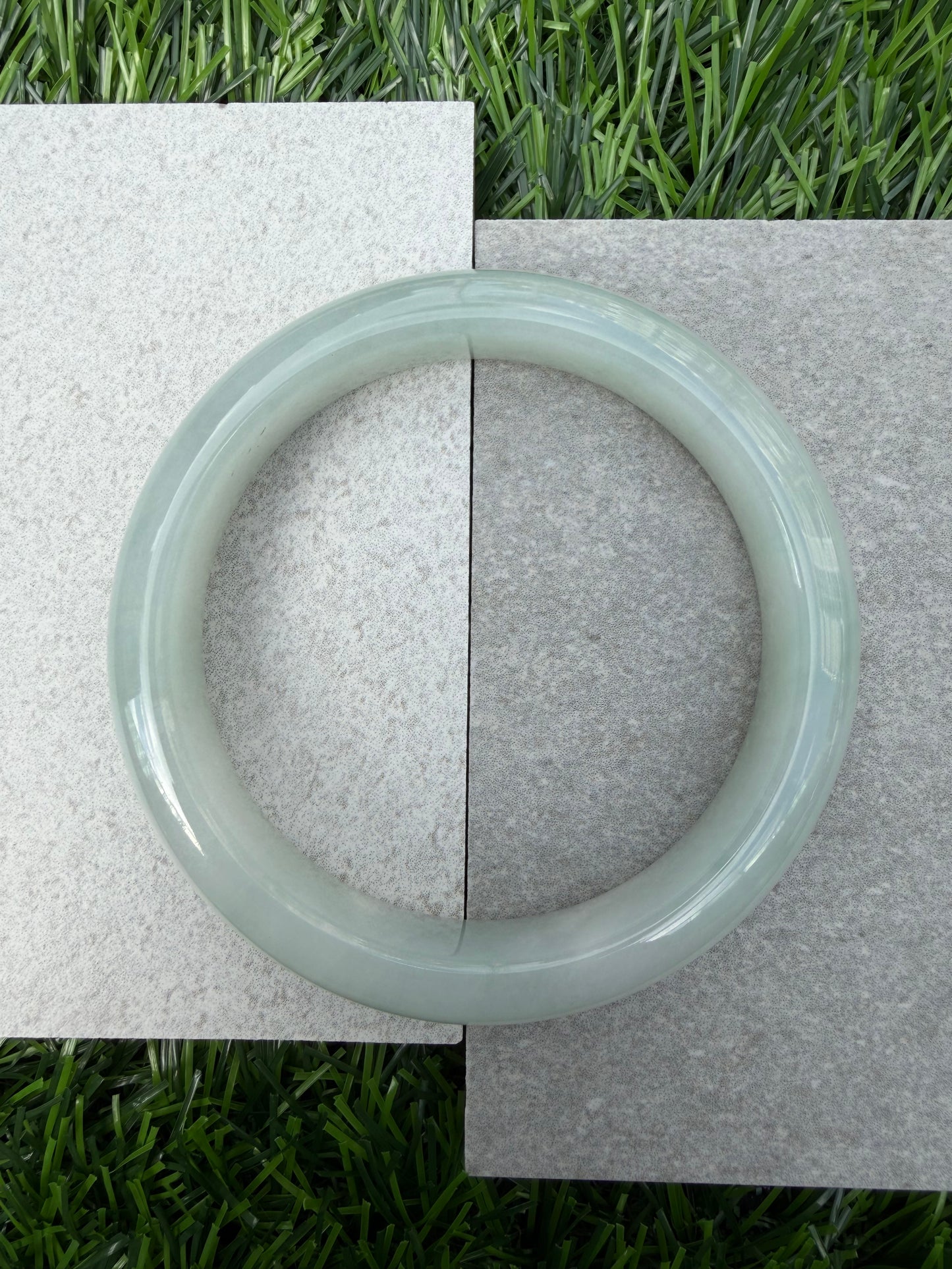 JBG25005 Spring Terrain | Light Green Jadeite Bangle