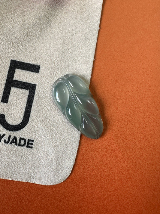 JYZ223001 Fontaine | Icy Green Blue Jadeite in Leaf Carving