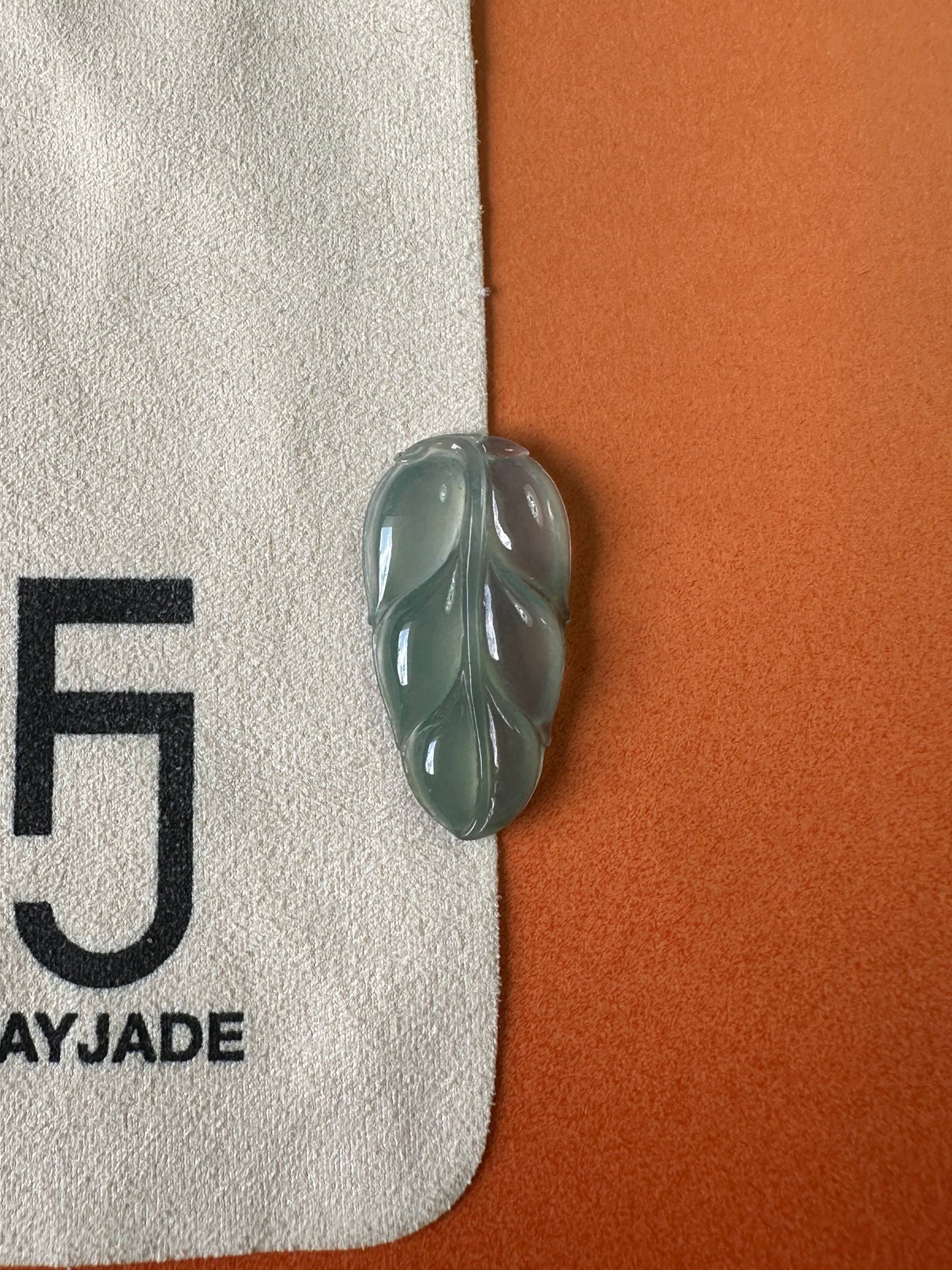JYZ223001 Fontaine | Icy Green Blue Jadeite in Leaf Carving