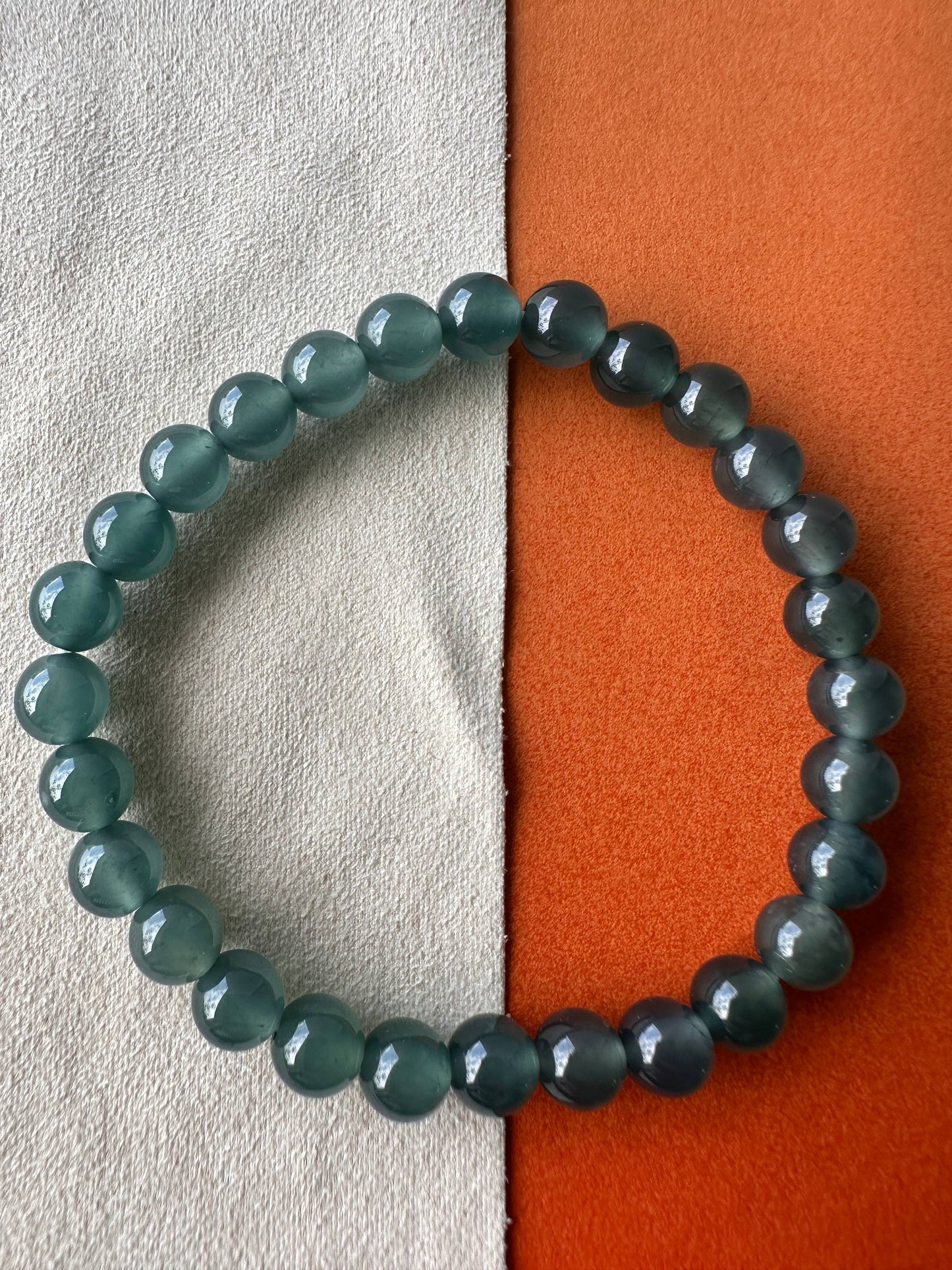 JBD2407 Reflection | Guatemalan Deep Blue Jadeite Jade Beads Bracelet