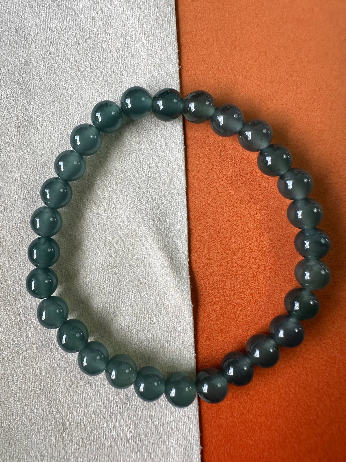 JBD2407 Reflection | Guatemalan Deep Blue Jadeite Jade Beads Bracelet