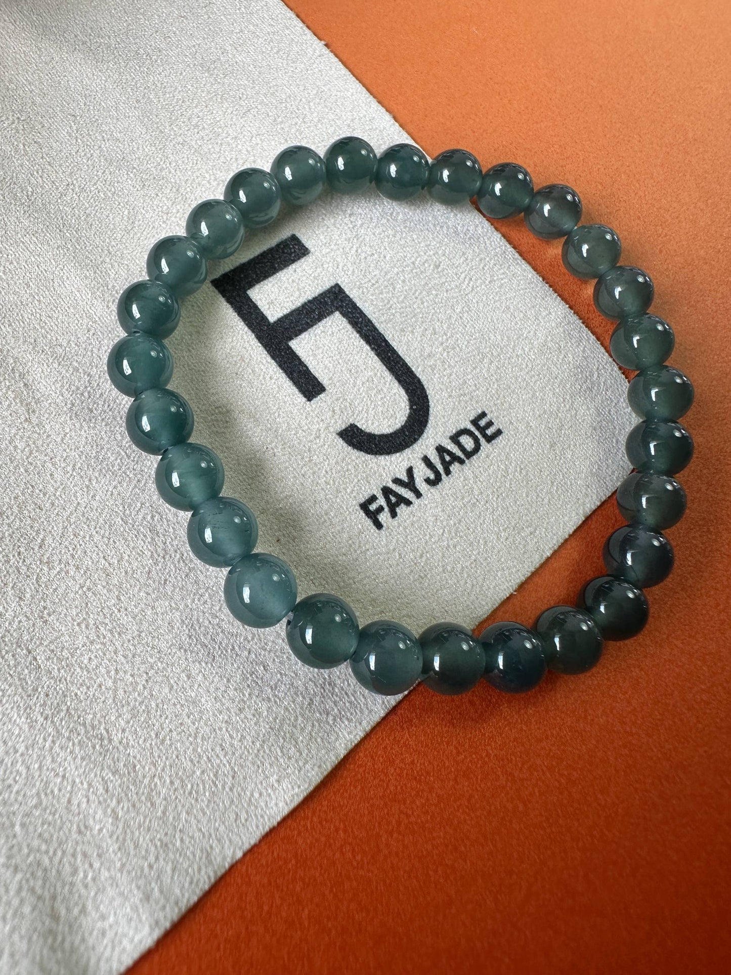 JBD2407 Reflection | Guatemalan Deep Blue Jadeite Jade Beads Bracelet