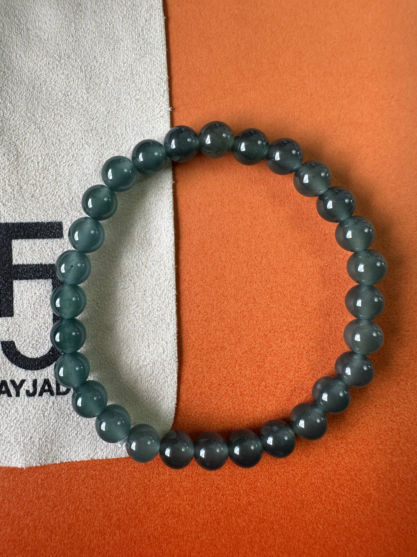 JBD2407 Reflection | Guatemalan Deep Blue Jadeite Jade Beads Bracelet