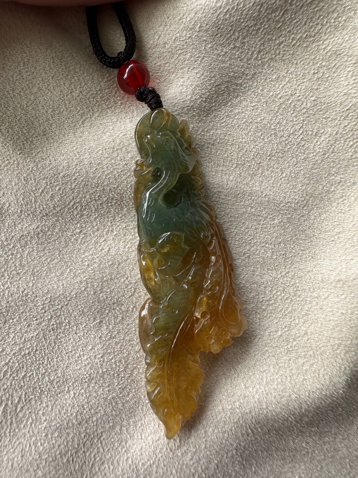 JFA227036 Soar | Yellow and Blue-Green Jadeite in Phoenix Carving