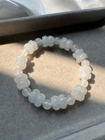 JBD230002 The Twins of Lotus | Fine-carved Lotus with Icy Jade Jadeite Beads Bracelets