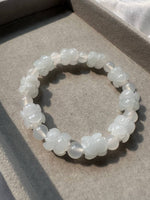 JBD230002 The Twins of Lotus | Fine-carved Lotus with Icy Jade Jadeite Beads Bracelets