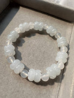 JBD230002 The Twins of Lotus | Fine-carved Lotus with Icy Jade Jadeite Beads Bracelets