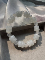 JBD230002 The Twins of Lotus | Fine-carved Lotus with Icy Jade Jadeite Beads Bracelets