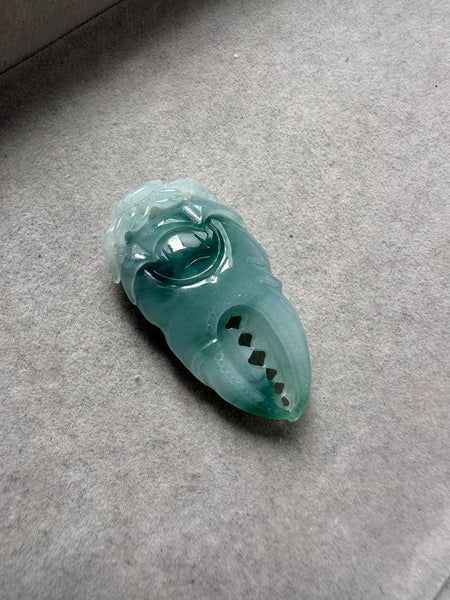 JA224013A Pinch of Wealth | Icy Blue Green Crab Claw Carved Jadeite Jade Charm Pendant