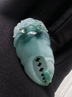 JA224013A Pinch of Wealth | Icy Blue Green Crab Claw Carved Jadeite Jade Charm Pendant