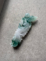 JA224017 Soaring Above The Sky | Bluish Green Icy Phoenix Jadeite Jade