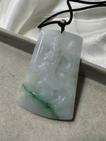 JGY227001 Elegance | Goddess of Mercy Carving Jadeite Jade Slab Pendant