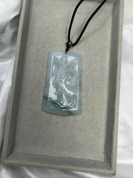 JGY227001 Elegance | Goddess of Mercy Carving Jadeite Jade Slab Pendant