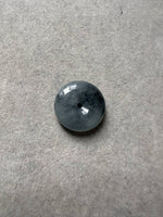 JPA224008 Calming Midnight | Icy Black Jadeite Jade in Safety Coin Carving