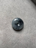 JPA224008 Calming Midnight | Icy Black Jadeite Jade in Safety Coin Carving