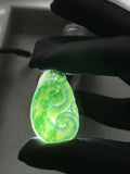 JRY224011 Dive into the Deep | True Blue Water Scepter / Ruyi Carved Jadeite Jade Pendant Charm