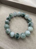 JBD230003 Into the Woods | Bluish Green Floating Flower Jadeite Jade Beads Bracelet
