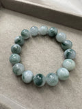JBD230003 Into the Woods | Bluish Green Floating Flower Jadeite Jade Beads Bracelet