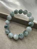 JBD230003 Into the Woods | Bluish Green Floating Flower Jadeite Jade Beads Bracelet