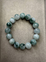 JBD230003 Into the Woods | Bluish Green Floating Flower Jadeite Jade Beads Bracelet