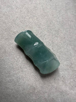 JB224003 A Misty Bamboo | Icy Greenish Blue Bamboo Carving Jadeite Jade