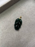 JYZ230001 A Drop of Dew | Icy Blue Water Burmese Grade A Leaf Carving Jadeite Jade Pendant in 18K setting