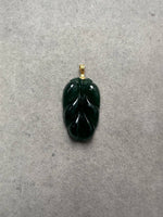 JYZ230001 A Drop of Dew | Icy Blue Water Burmese Grade A Leaf Carving Jadeite Jade Pendant in 18K setting