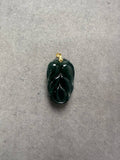 JYZ230001 A Drop of Dew | Icy Blue Water Burmese Grade A Leaf Carving Jadeite Jade Pendant in 18K setting