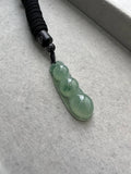 JDX230002 Bean With You | Icy Green with Green Flower Marbling Bean Carving Jadeite Jade