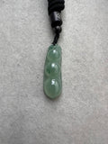 JDX230002 Bean With You | Icy Green with Green Flower Marbling Bean Carving Jadeite Jade