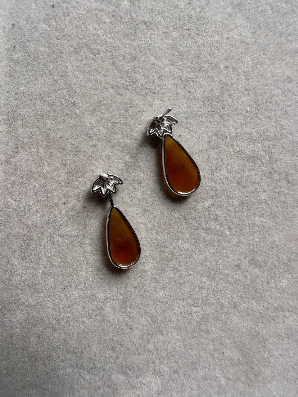 JO227008 Honey Droplets | Rare Natural Grade A Deep Yellow Jadeite in 18K White Gold Studs