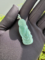 JGY227002 Mercy | Green Blue Jadeite in Goddess of Mercy Carving