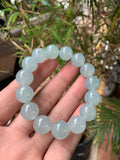 [FAYJADE Exclusive] Icy Sky Blue Grade A Burmese Jadeite Jade Beads Bracelet