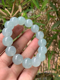 [FAYJADE Exclusive] Icy Sky Blue Grade A Burmese Jadeite Jade Beads Bracelet