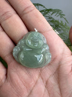 JBH224009 A Tranquil Smile | Icy Greenish Blue Burmese Jadeite Jade in Buddha Carving