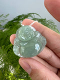 JBH224009 A Tranquil Smile | Icy Greenish Blue Burmese Jadeite Jade in Buddha Carving