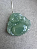 JBH224009 A Tranquil Smile | Icy Greenish Blue Burmese Jadeite Jade in Buddha Carving