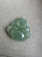 JBH224009 A Tranquil Smile | Icy Greenish Blue Burmese Jadeite Jade in Buddha Carving