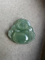 JBH224009 A Tranquil Smile | Icy Greenish Blue Burmese Jadeite Jade in Buddha Carving