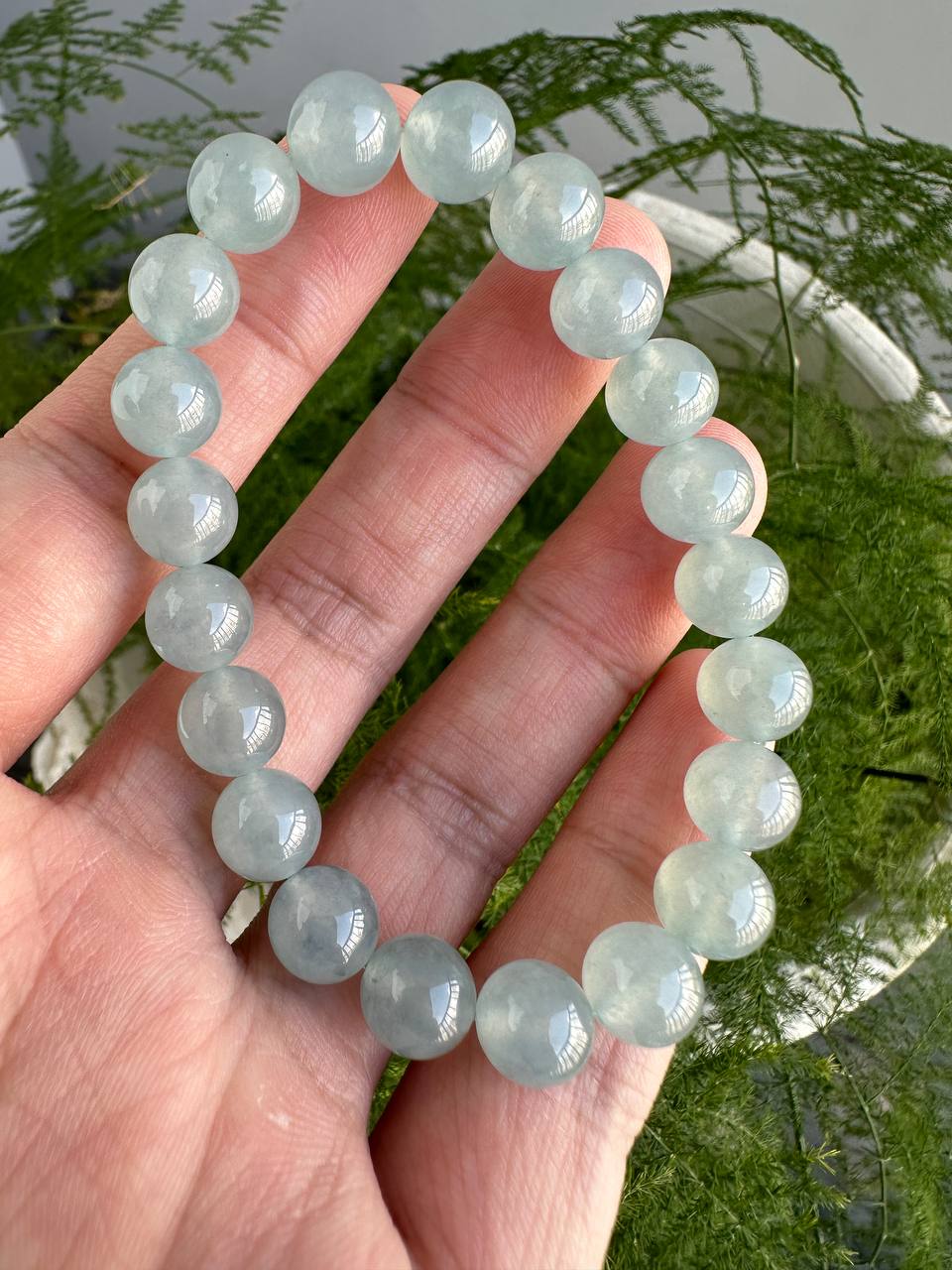 JBD230005 The Blue Welkin | Icy Blue Burmese Jadeite Beads Bracelet