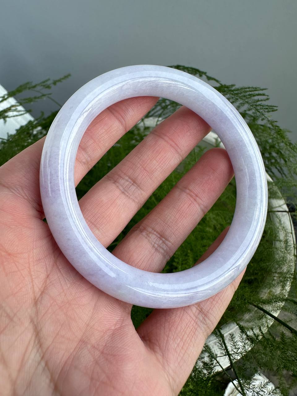JBG23005 Lavendula | A Shroud of Lavender Round Jadeite  Bangle Size 59.5